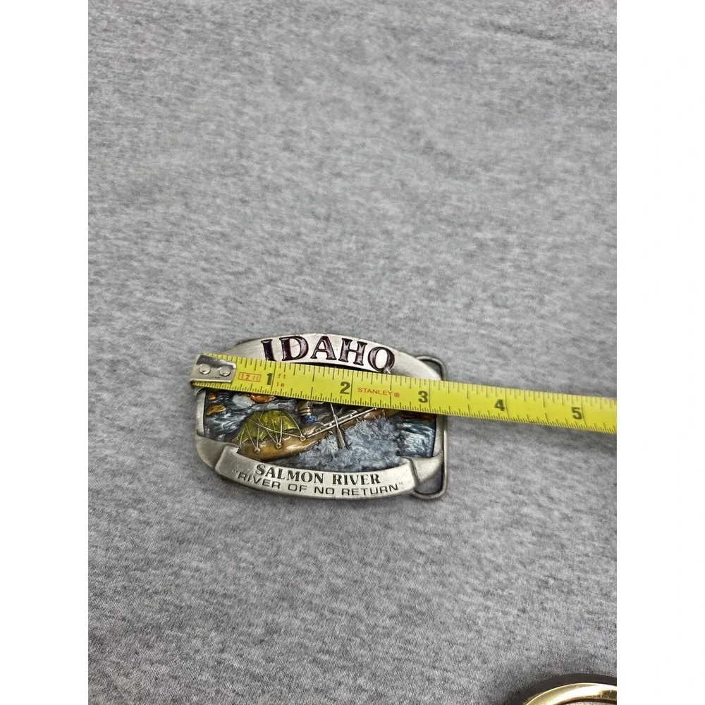 Vintage Siskiyou Idaho Salmon River Enamel Belt Buckle